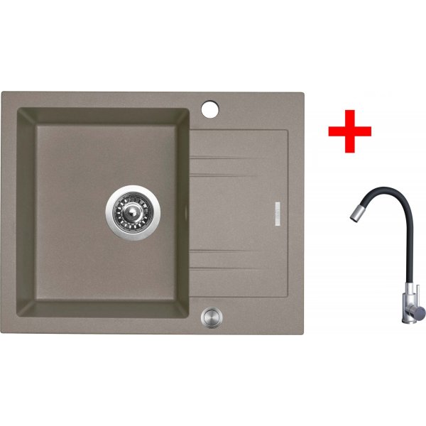 Sinks LINEA 600 XC Truffle + Elasta nerez/černá - G20354XC