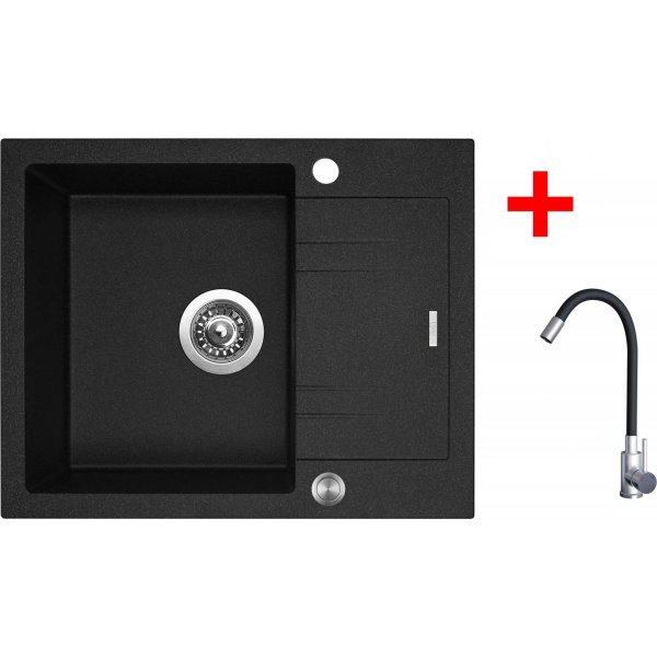 Sinks LINEA 600 XC Granblack + Elasta nerez/černá - G20330XC