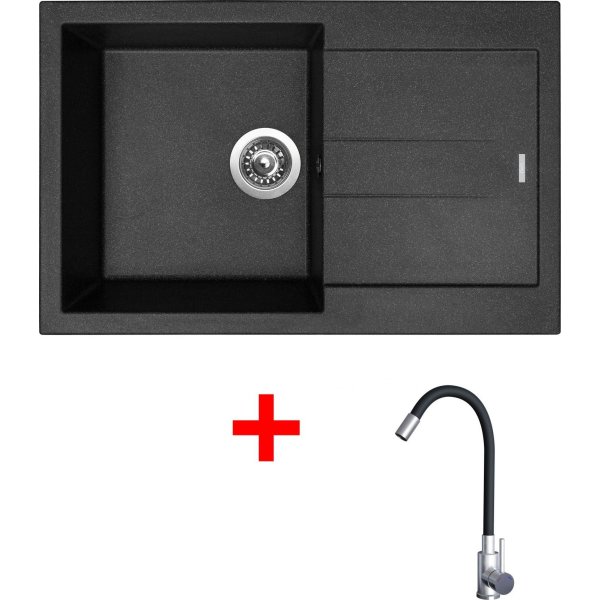 Sinks AMANDA 780 Granblack + Elasta nerez/černá - G22930