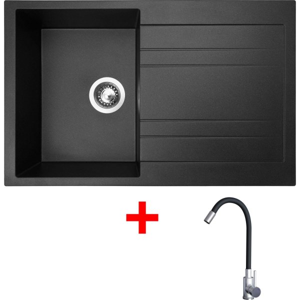 Sinks GRANDE 800 Granblack + Elasta nerez/černá - G21130
