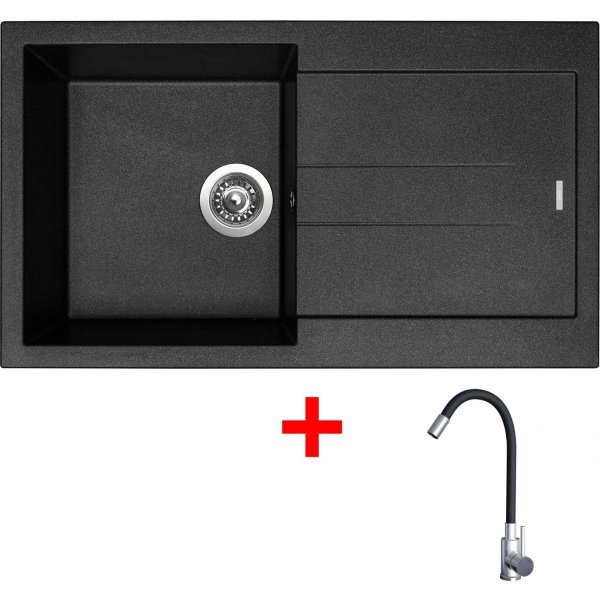 Sinks AMANDA 860 Metalblack + Elasta nerez/černá - G23074