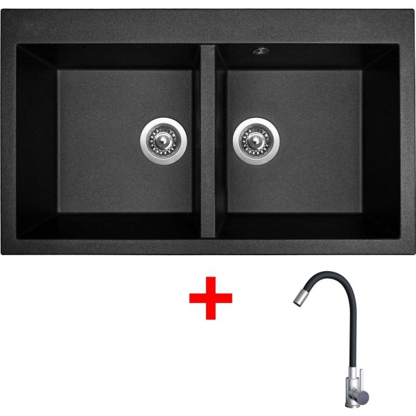 Sinks AMANDA 860 DUO Metalblack + Elasta nerez/černá - G23574