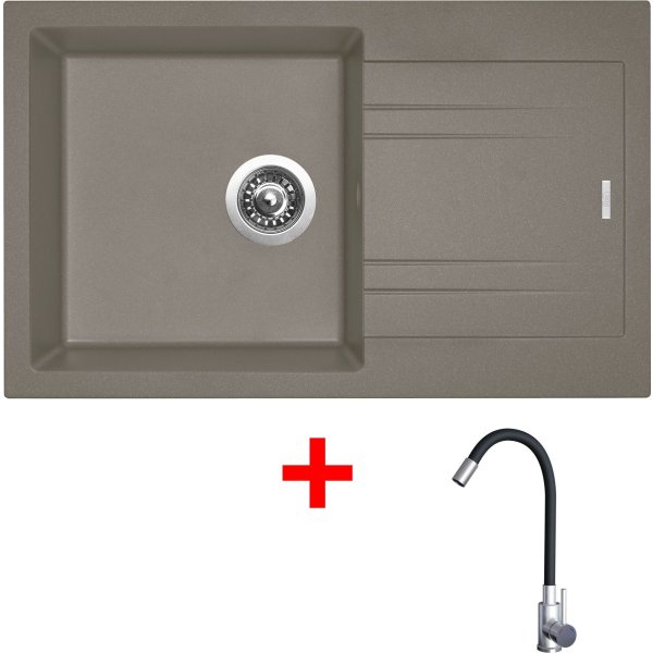 Sinks LINEA 780 Truffle + Elasta nerez/černá - G20754