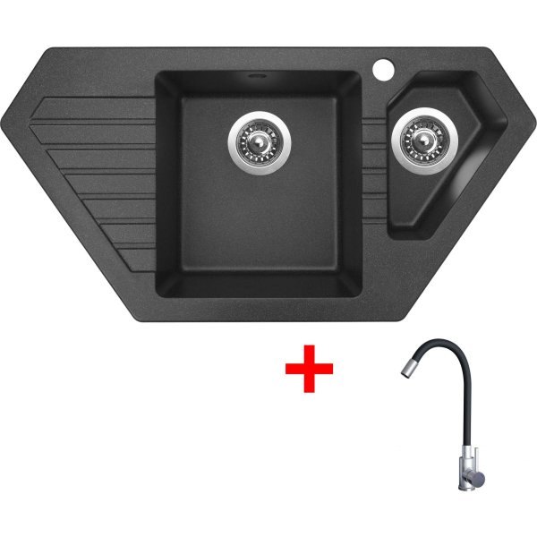 Sinks BRAVO 850.1 Granblack + Elasta nerez/černá - G21230