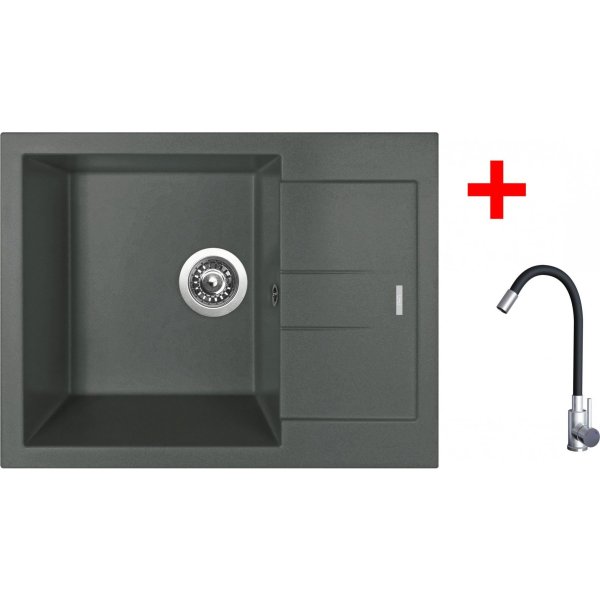 Sinks AMANDA 650 Titanium + Elasta nerez/černá - G22872