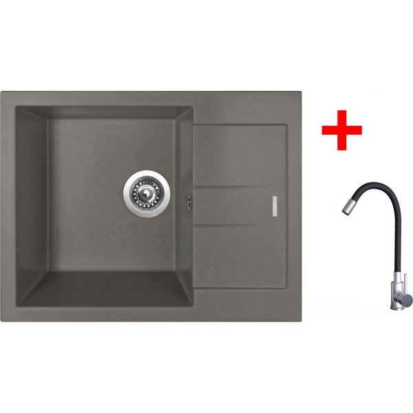 Sinks AMANDA 650 Truffle + Elasta nerez/černá - G22854