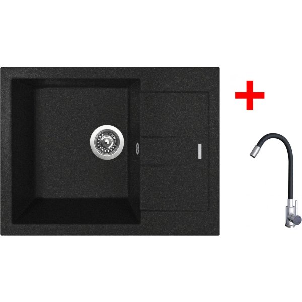 Sinks AMANDA 650 Granblack + Elasta nerez/černá - G22830