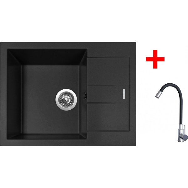 Sinks AMANDA 650 Pureblack + Elasta nerez/černá - G22826