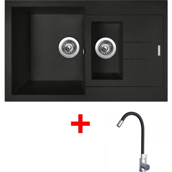 Sinks AMANDA 780.1 Metalblack + Elasta nerez/černá - G23374