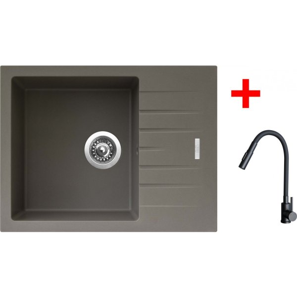 Sinks PERFECTO 650 Truffle + ELASTA S černá matná - G24854