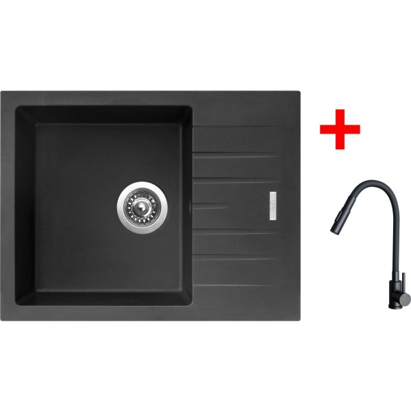 Sinks PERFECTO 650 Pureblack + ELASTA S černá matná - G24826