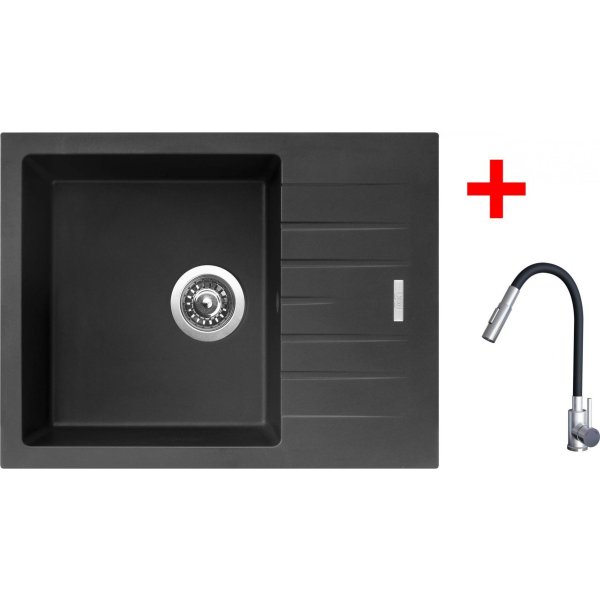 Sinks PERFECTO 650 Pureblack + ELASTA S nerez/černá - G24726