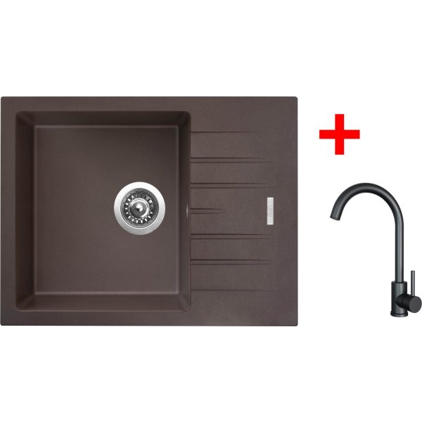 Sinks PERFECTO 650 Marone + ARCO černá matná - G24493