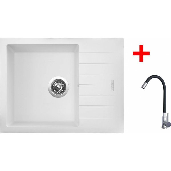 Sinks PERFECTO 650 Milk + ELASTA nerez/černá - G21828