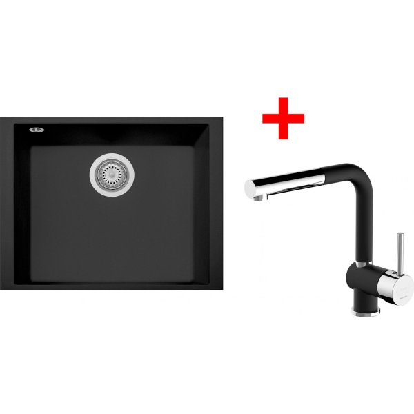 Sinks CUBE 490U Nanoblack + MIX 3 P Nanoblack - G261N6