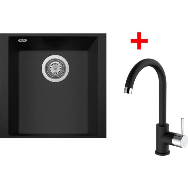 Sinks CUBE 340U Nanoblack + MIX 35 Nanoblack - G256N6