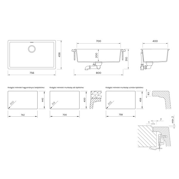 SET 15-6 Dřez SCHOCK KAIA N-100XL + baterie SC-520 barevná 555000