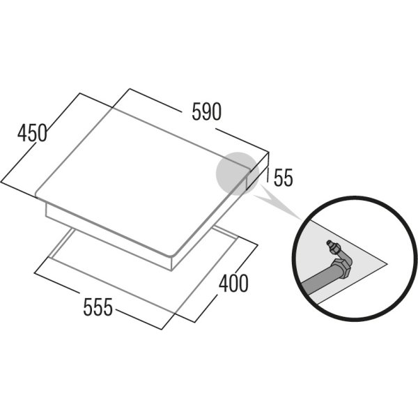 Plynová deska CATA CCI 5003 BK 45 cm horizontální